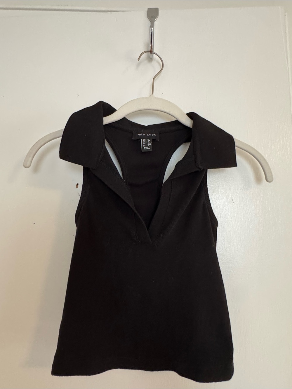 Black Sleeveless Polo V-Neck Tank